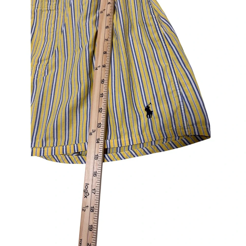 Polo Ralph Lauren Men Yellow Cotton Striped Boxer Lounge Shorts L Preppy Classic